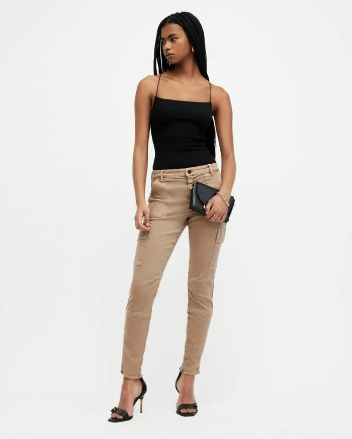 Duran Overdyed Skinny Cargo Jeans Camel Brown Women AllSaints Jeans