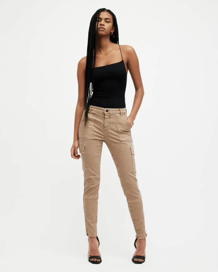 Duran Overdyed Skinny Cargo Jeans Camel Brown Women AllSaints Jeans