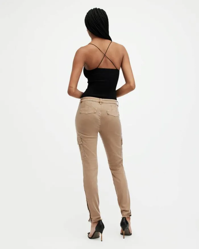 Duran Overdyed Skinny Cargo Jeans Camel Brown Women AllSaints Jeans