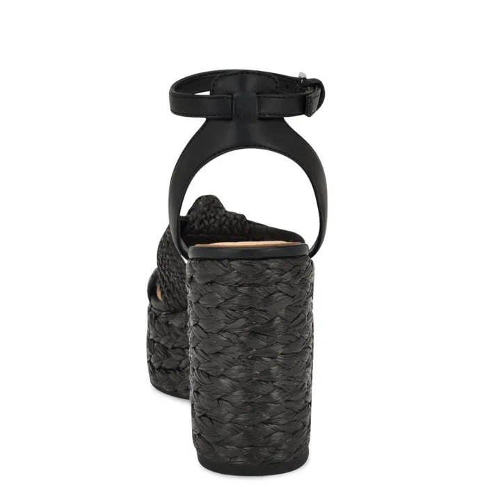 Eaden Woven Wedge Sandals Black Women Nine West High Heels Eaden Woven Wedge Sandals Black Women Nine West High Heels