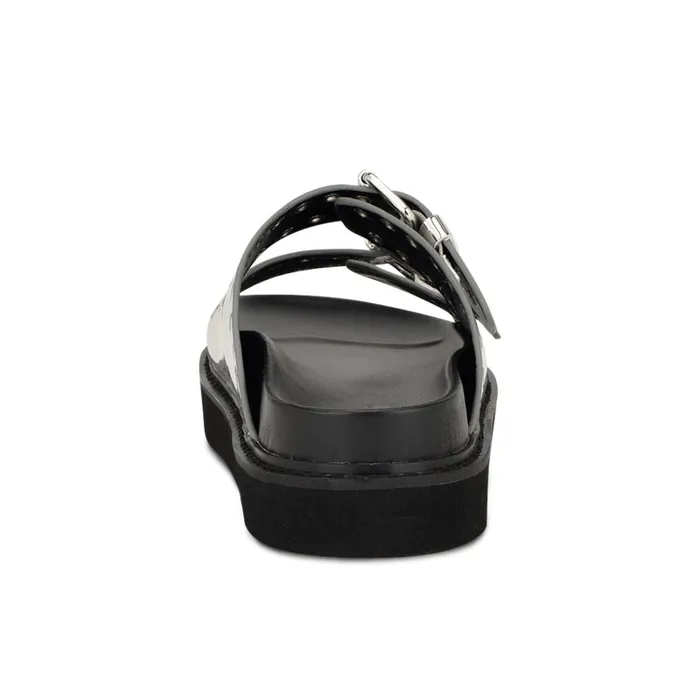 Eleny Buckle Slide Sandals Silver Women Nine West Flats Eleny Buckle Slide Sandals Silver Women Nine West Flats