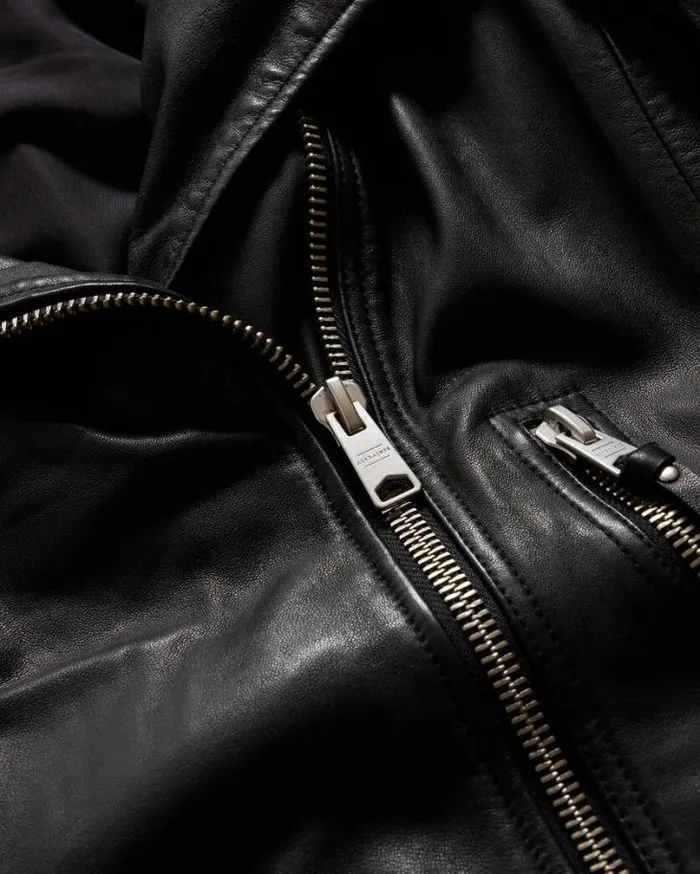 Ellis Funnel Neck Leather Biker Jacket Black Women AllSaints Leather Jackets Ellis Funnel Neck Leather Biker Jacket Black Women AllSaints Leather Jackets