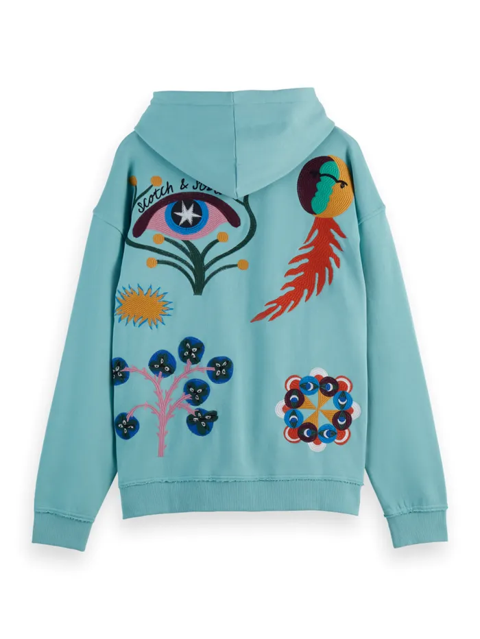 EMBROIDERY ARTWORK HOODIE Pacific Blue Men Scotch and Soda Sweatshirts and Hoodies