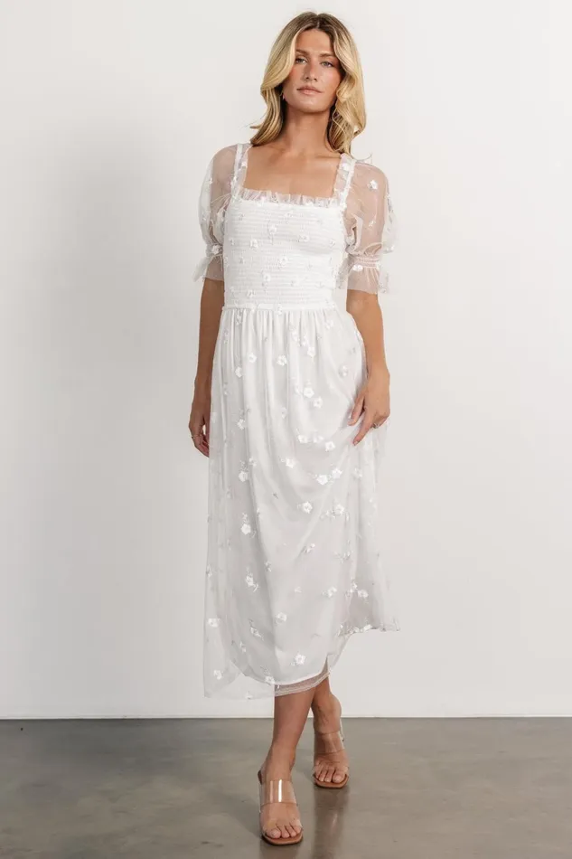 Emilia Embroidered Dress Off White Women Baltic Born Bridal