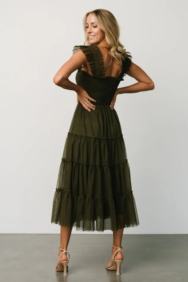Emma Smocked Tulle Dress Dark Olive Women Baltic Born Tulle Styles Emma Smocked Tulle Dress Dark Olive Women Baltic Born Tulle Styles