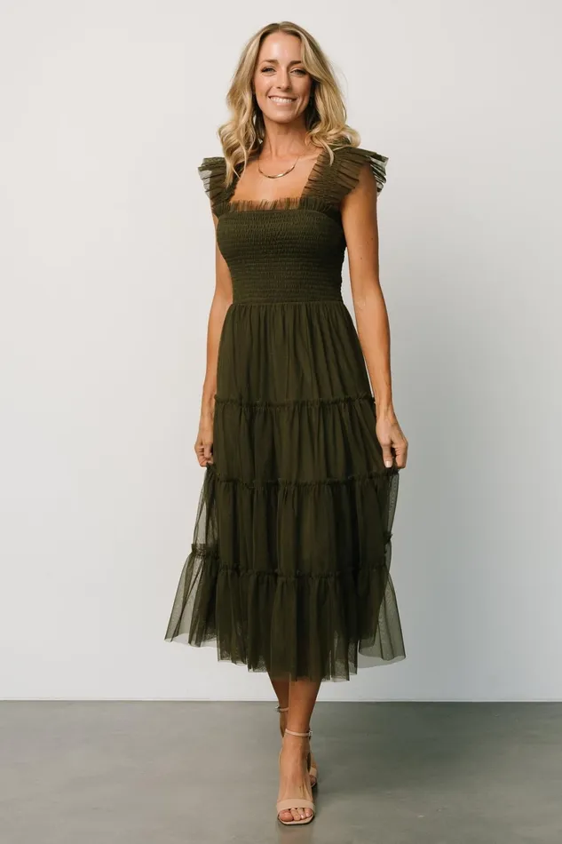 Emma Smocked Tulle Dress Dark Olive Women Baltic Born Tulle Styles Emma Smocked Tulle Dress Dark Olive Women Baltic Born Tulle Styles