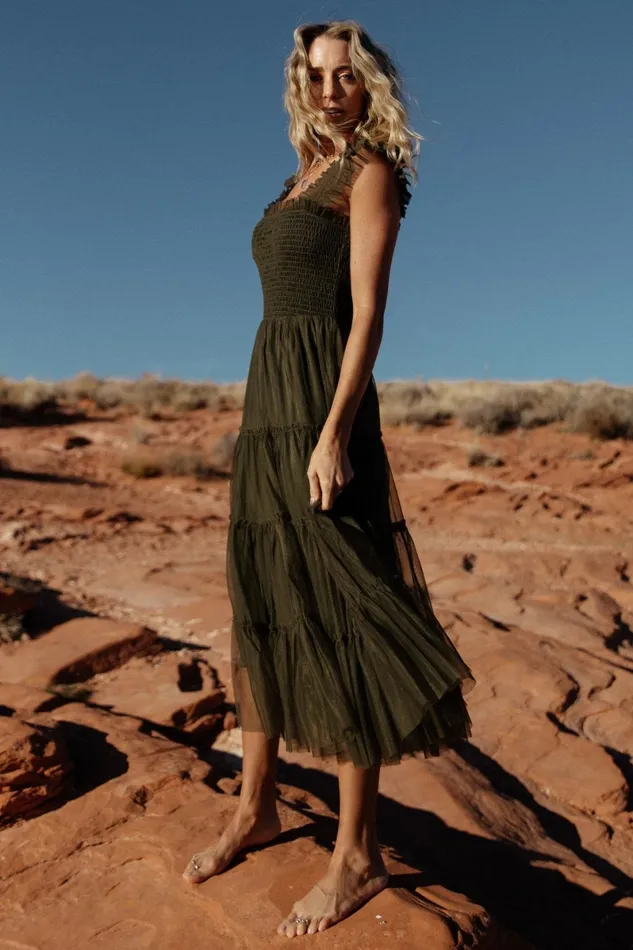 Emma Smocked Tulle Dress Dark Olive Women Baltic Born Tulle Styles Emma Smocked Tulle Dress Dark Olive Women Baltic Born Tulle Styles