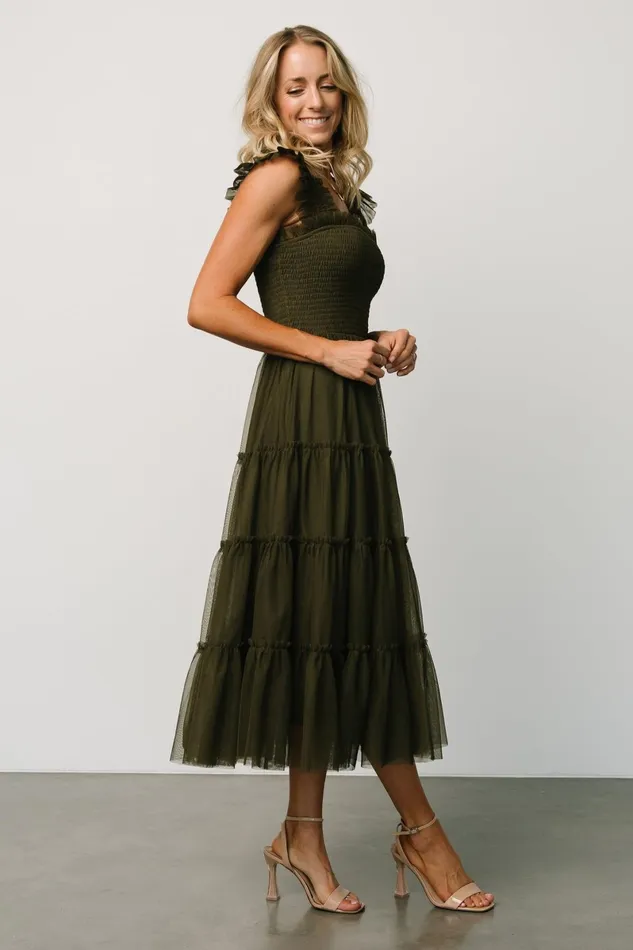 Emma Smocked Tulle Dress Dark Olive Women Baltic Born Tulle Styles Emma Smocked Tulle Dress Dark Olive Women Baltic Born Tulle Styles