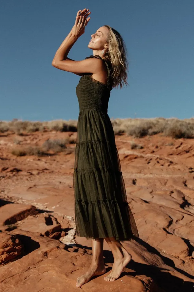 Emma Smocked Tulle Dress Dark Olive Women Baltic Born Tulle Styles Emma Smocked Tulle Dress Dark Olive Women Baltic Born Tulle Styles