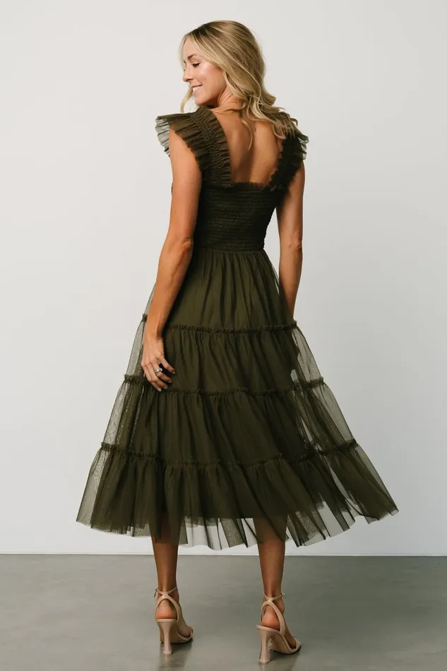 Emma Smocked Tulle Dress Dark Olive Women Baltic Born Tulle Styles Emma Smocked Tulle Dress Dark Olive Women Baltic Born Tulle Styles