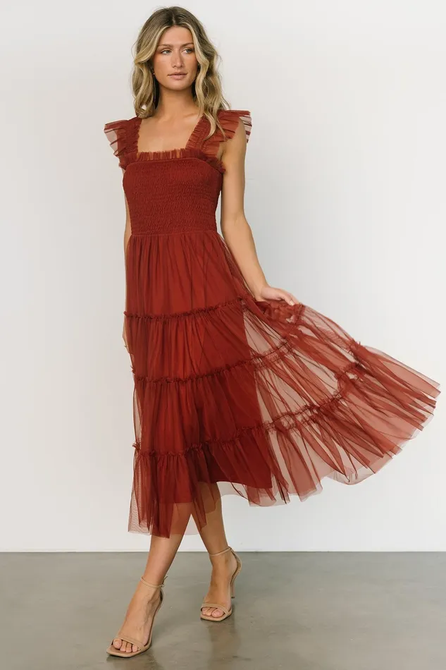 Emma Smocked Tulle Dress Oxblood Women Baltic Born Tulle Styles Emma Smocked Tulle Dress Oxblood Women Baltic Born Tulle Styles