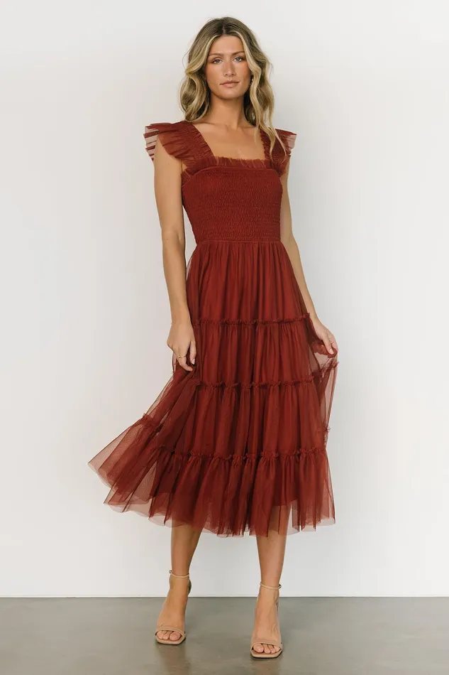 Emma Smocked Tulle Dress Oxblood Women Baltic Born Tulle Styles Emma Smocked Tulle Dress Oxblood Women Baltic Born Tulle Styles