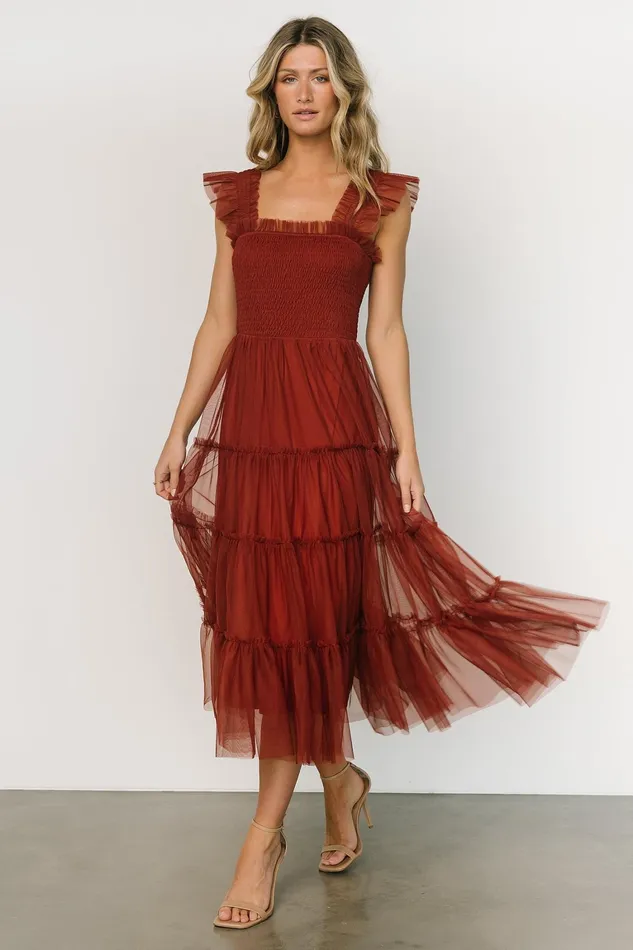 Emma Smocked Tulle Dress Oxblood Women Baltic Born Tulle Styles Emma Smocked Tulle Dress Oxblood Women Baltic Born Tulle Styles