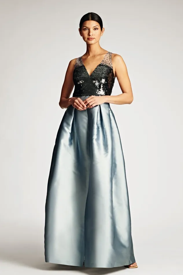 Erica Gown 8211 SilverAsh Blue Women Sachin and Babi Formal