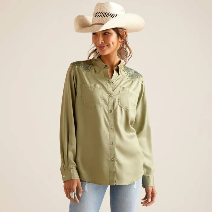 Erika Shirt Sage Green Women Ariat TShirts and Tops