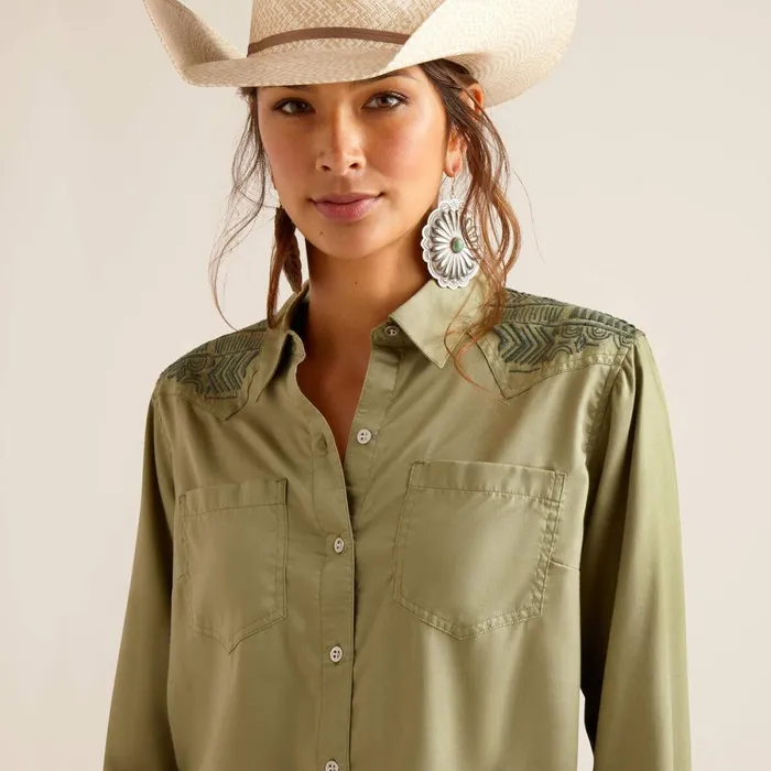 Erika Shirt Sage Green Women Ariat TShirts and Tops Erika Shirt Sage Green Women Ariat TShirts and Tops