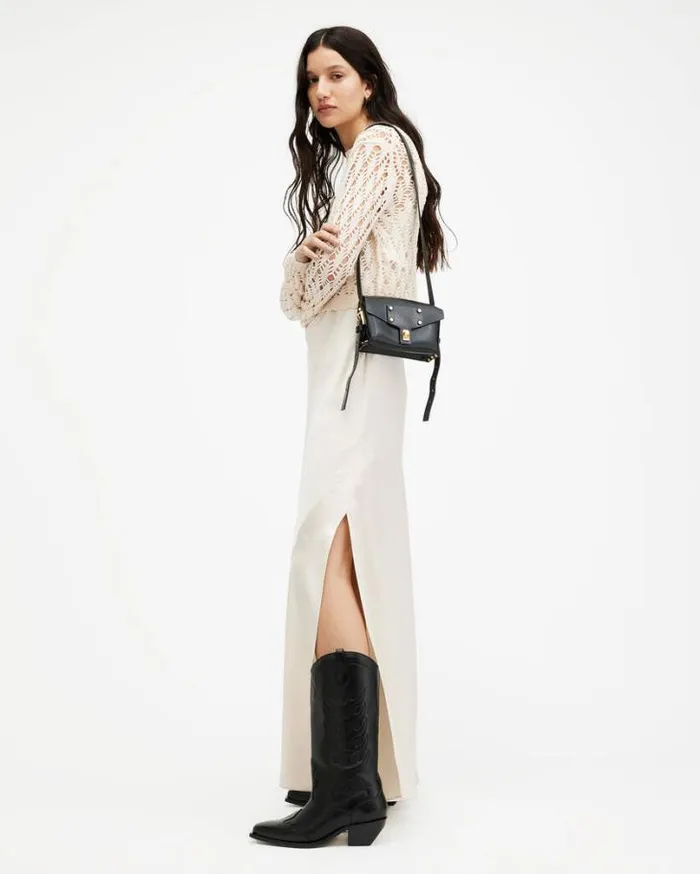 Erin 2In1 Crochet Sweater Maxi Dress Cream White Women AllSaints Dresses