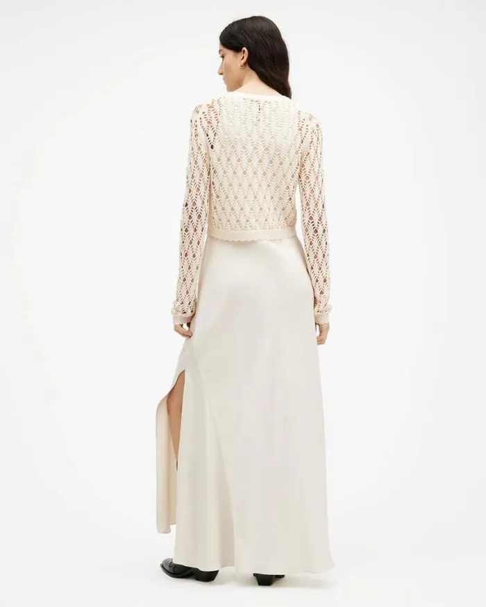 Erin 2In1 Crochet Sweater Maxi Dress Cream White Women AllSaints Dresses