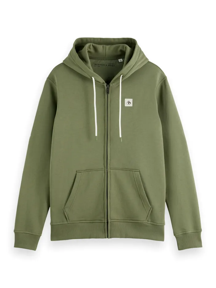 Essential Logo Badge Zipthrough Hoodie Green Ivy Men Scotch and Soda Sweatshirts and Hoodies Essential Logo Badge Zipthrough Hoodie Green Ivy Men Scotch and Soda Sweatshirts and Hoodies