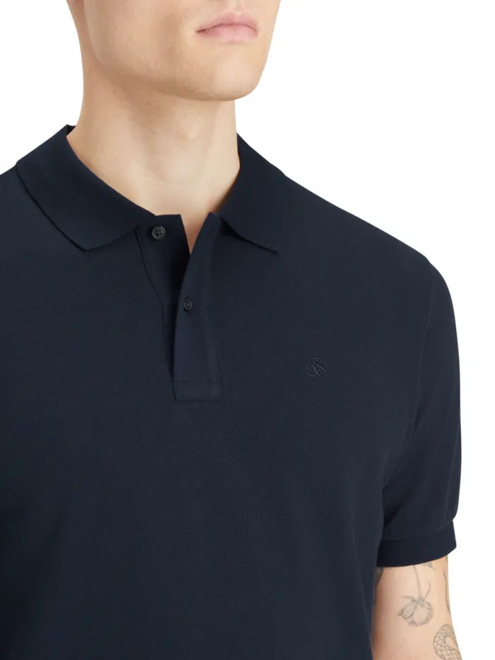 Essential Logo Pique Polo Black Men Scotch and Soda TShirts and Polo Shirts