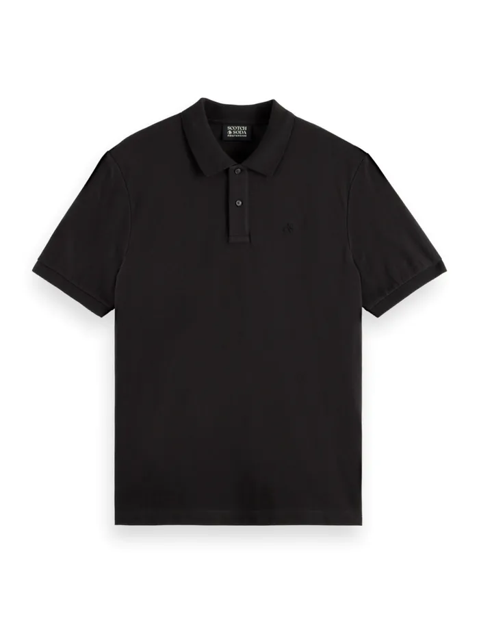 Essential Logo Pique Polo Black Men Scotch and Soda TShirts and Polo Shirts