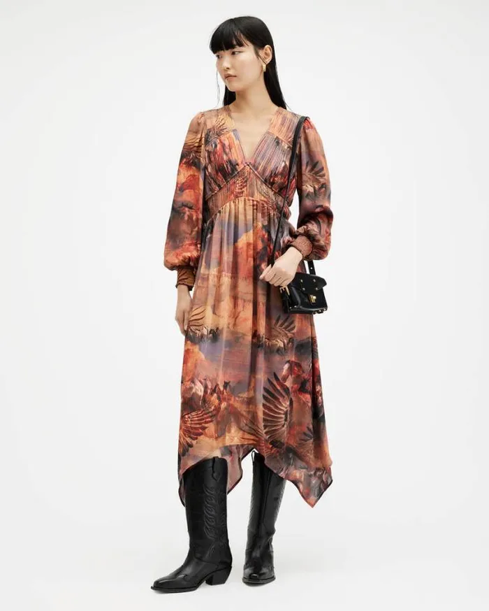 Estelle Colca Asymmetric Maxi Dress Canyon Purple Women AllSaints Dresses