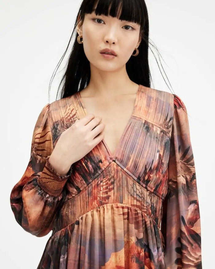 Estelle Colca Asymmetric Maxi Dress Canyon Purple Women AllSaints Dresses