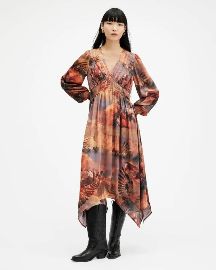 Estelle Colca Asymmetric Maxi Dress Canyon Purple Women AllSaints Dresses