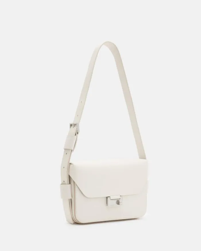 Etienne Leather Shoulder Bag Desert White Women AllSaints Handbags and Wallets Etienne Leather Shoulder Bag Desert White Women AllSaints Handbags and Wallets