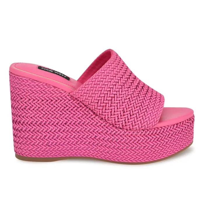 Everie Espadrille Wedge Sandals Pink Women Nine West Sandals