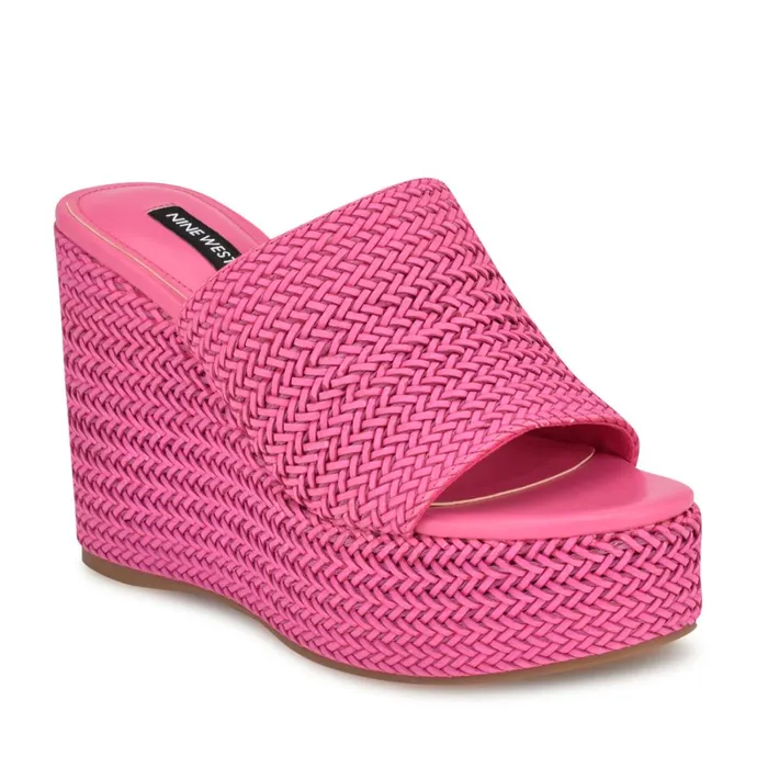 Everie Espadrille Wedge Sandals Pink Women Nine West Sandals Everie Espadrille Wedge Sandals Pink Women Nine West Sandals
