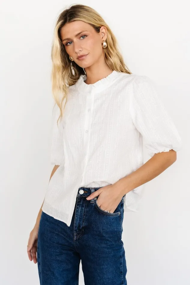 Evie Button Up Top Off White Women Baltic Born Blouses Shirts