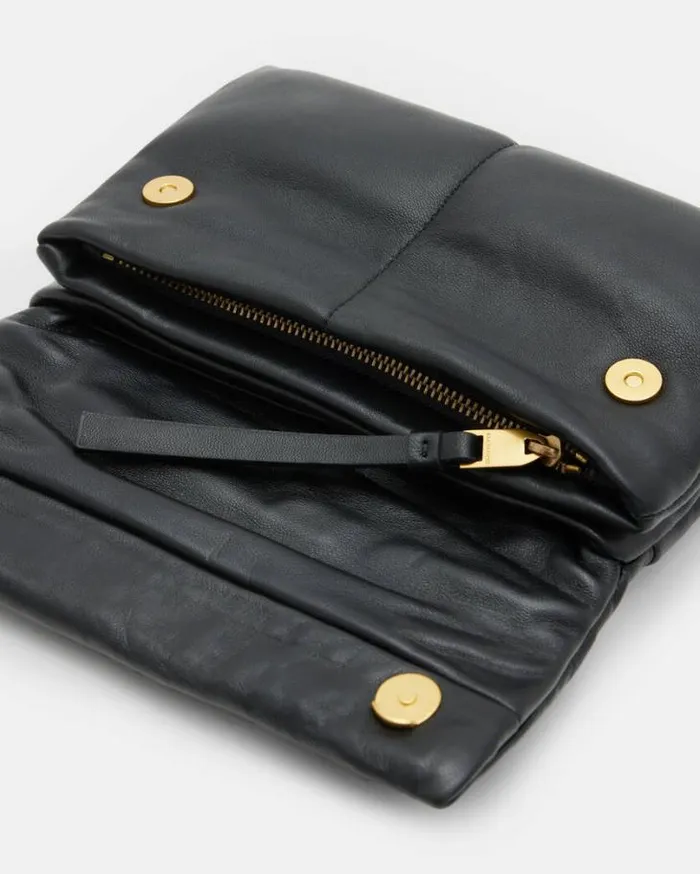 Ezra Studded Leather Crossbody Bag Black Women AllSaints Handbags and Wallets