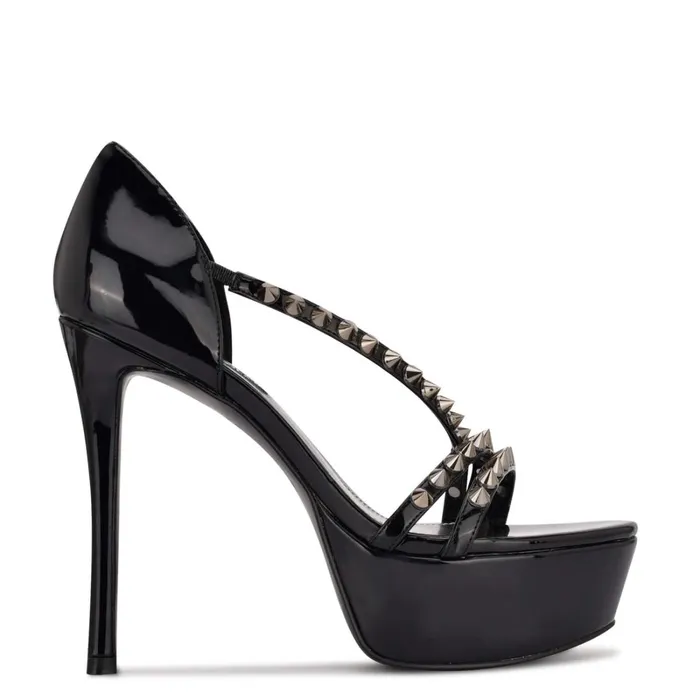 Fabla Platform Sandals Black Patent Women Nine West Platforms
