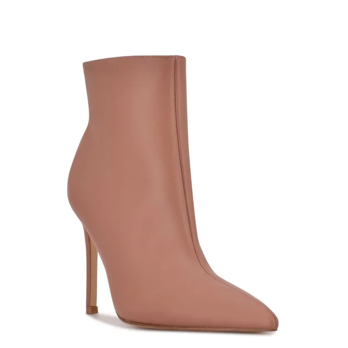 Farrah Dress Booties Dark Natural Leather Women Nine West Boots and Booties Farrah Dress Booties Dark Natural Leather Women Nine West Boots and Booties