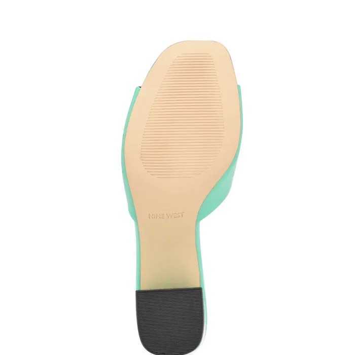 Ferris Block Heel Sandals Neon Mint Green Patent Women Nine West Low Heel Ferris Block Heel Sandals Neon Mint Green Patent Women Nine West Low Heel