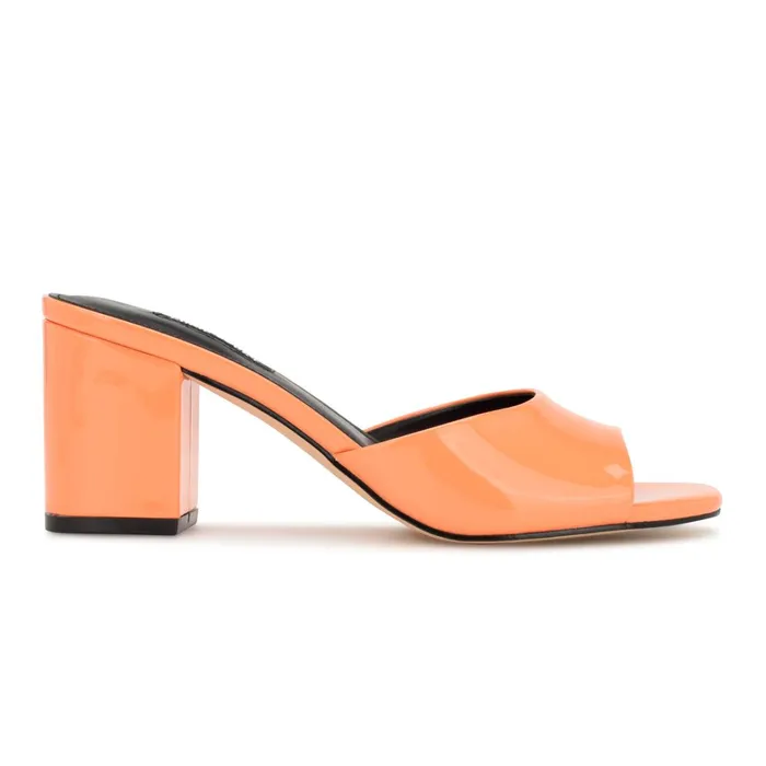 Ferris Block Heel Sandals Orange Patent Women Nine West Sandals