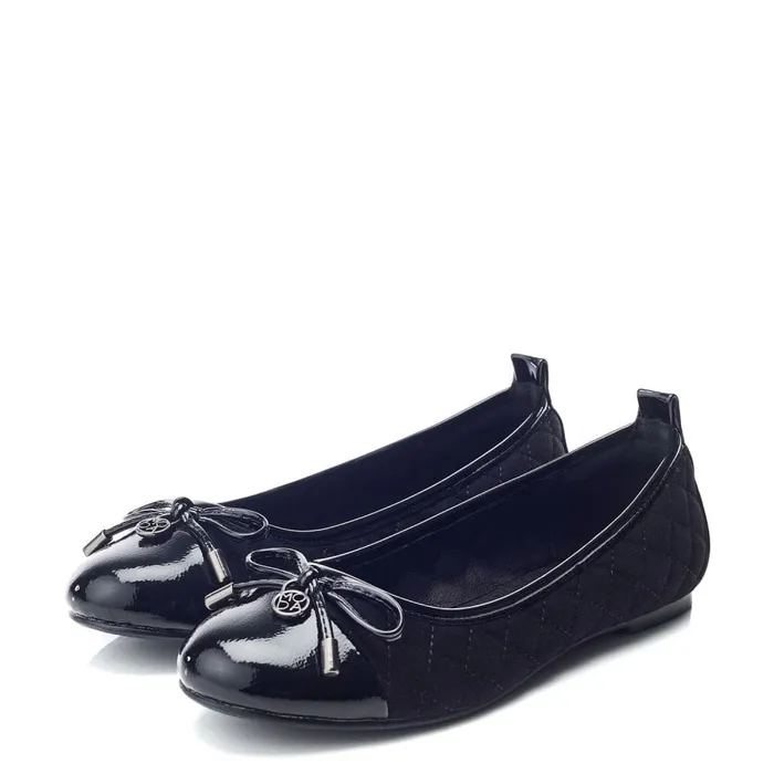 Flat And Ballerina Shoes Women Moda In Pelle Ferme Black Alcantara