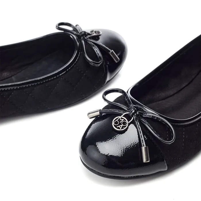 Flat And Ballerina Shoes Women Moda In Pelle Ferme Black Alcantara