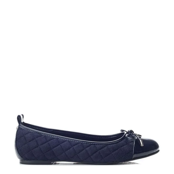 Flat And Ballerina Shoes Women Moda In Pelle Ferme Navy Alcantara