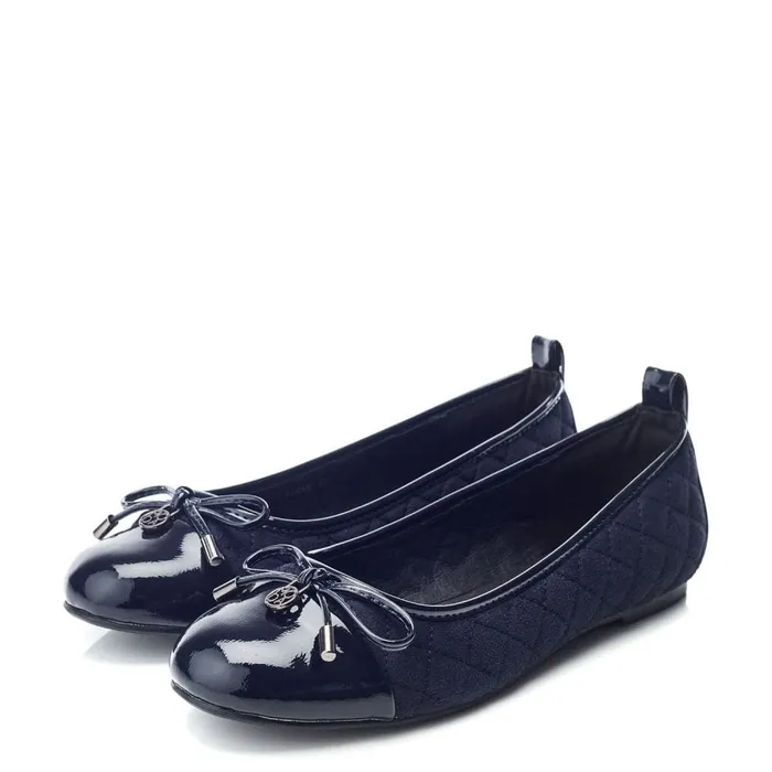 Flat And Ballerina Shoes Women Moda In Pelle Ferme Navy Alcantara
