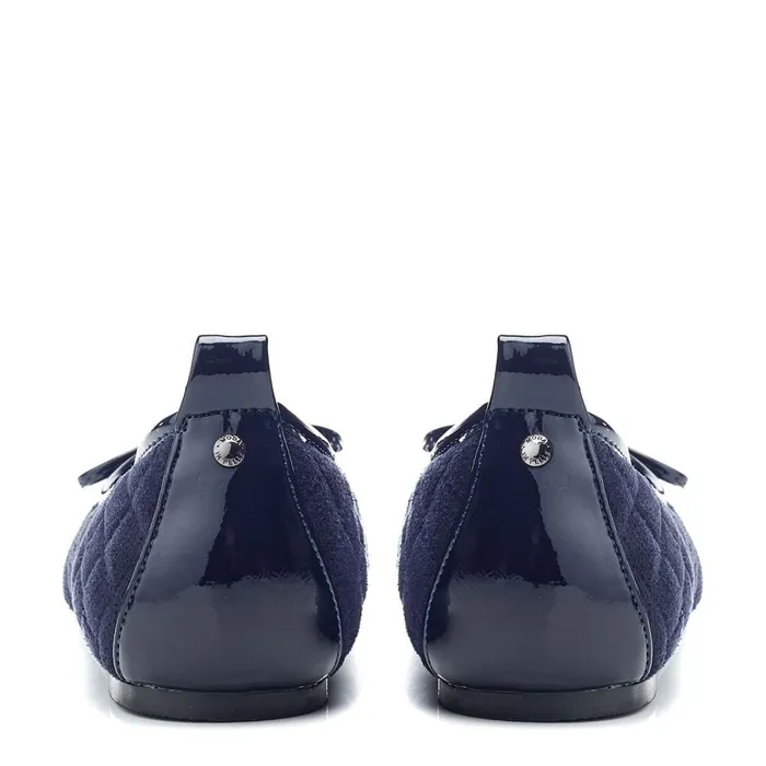 Flat And Ballerina Shoes Women Moda In Pelle Ferme Navy Alcantara