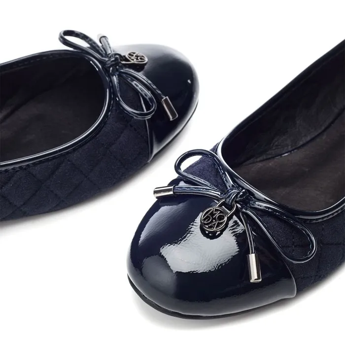 Flat And Ballerina Shoes Women Moda In Pelle Ferme Navy Alcantara