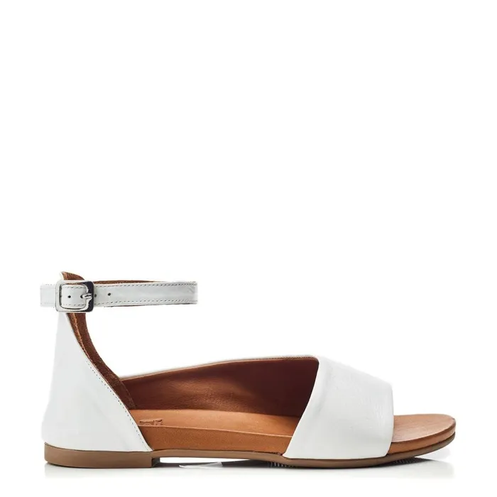 Flat Sandals Women Moda In Pelle Bsoleful BBasel White Leather
