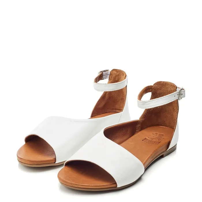 Flat Sandals Women Moda In Pelle Bsoleful BBasel White Leather