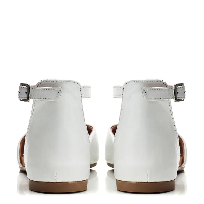 Flat Sandals Women Moda In Pelle Bsoleful BBasel White Leather