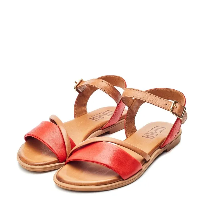 Flat Sandals Women Moda In Pelle Bsoleful BSofti Red Leather