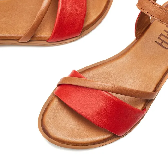 Flat Sandals Women Moda In Pelle Bsoleful BSofti Red Leather