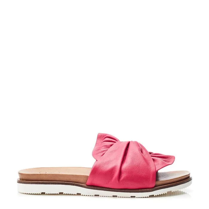 Flat Sandals Women Moda In Pelle Jemini Raspberry Leather