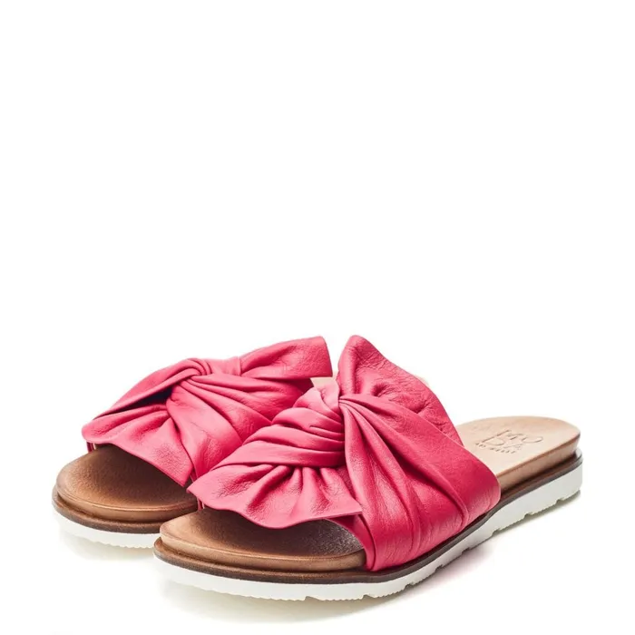 Flat Sandals Women Moda In Pelle Jemini Raspberry Leather